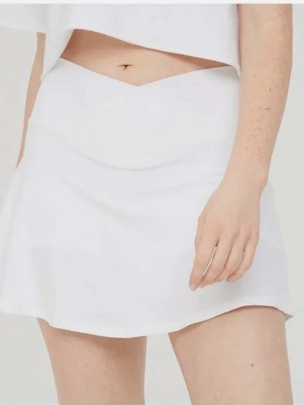 Offline by Aerie V- Waist Mini Skirt in White